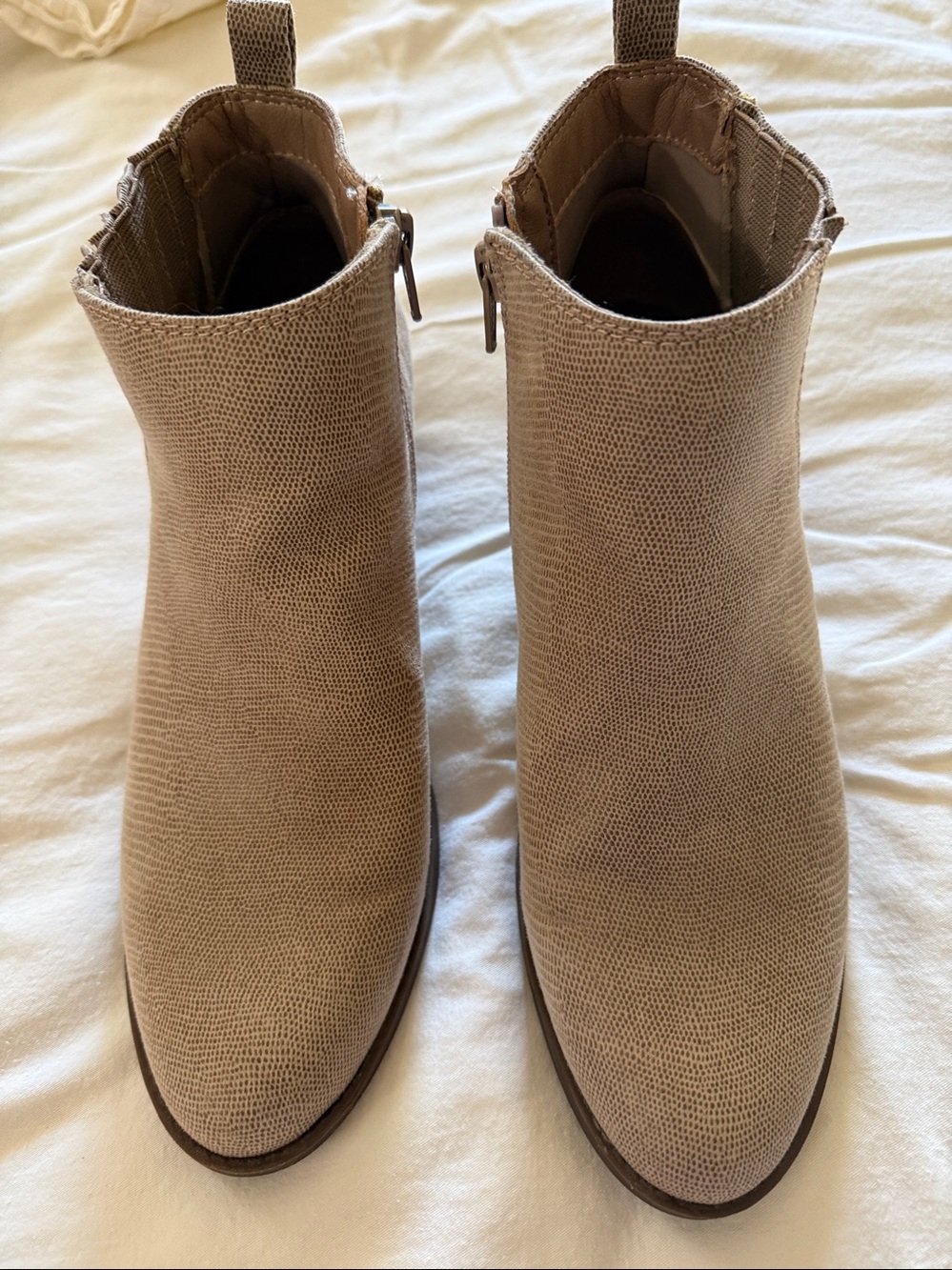 Kim Rogers Taupe Textured Ankle Booties